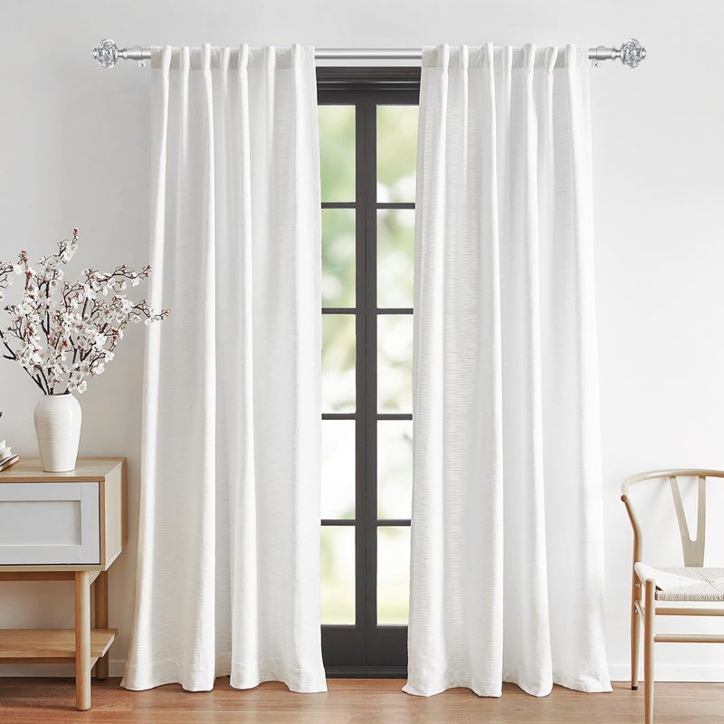USFOOK Silver Curtain Rods for Windows 48 to 84 Inch, 7/8 inch Telescoping Splicing Drapery Rods 32 to 86 Inch, Window Rod for Curtains with Decorative Translucent Finials - Image 3